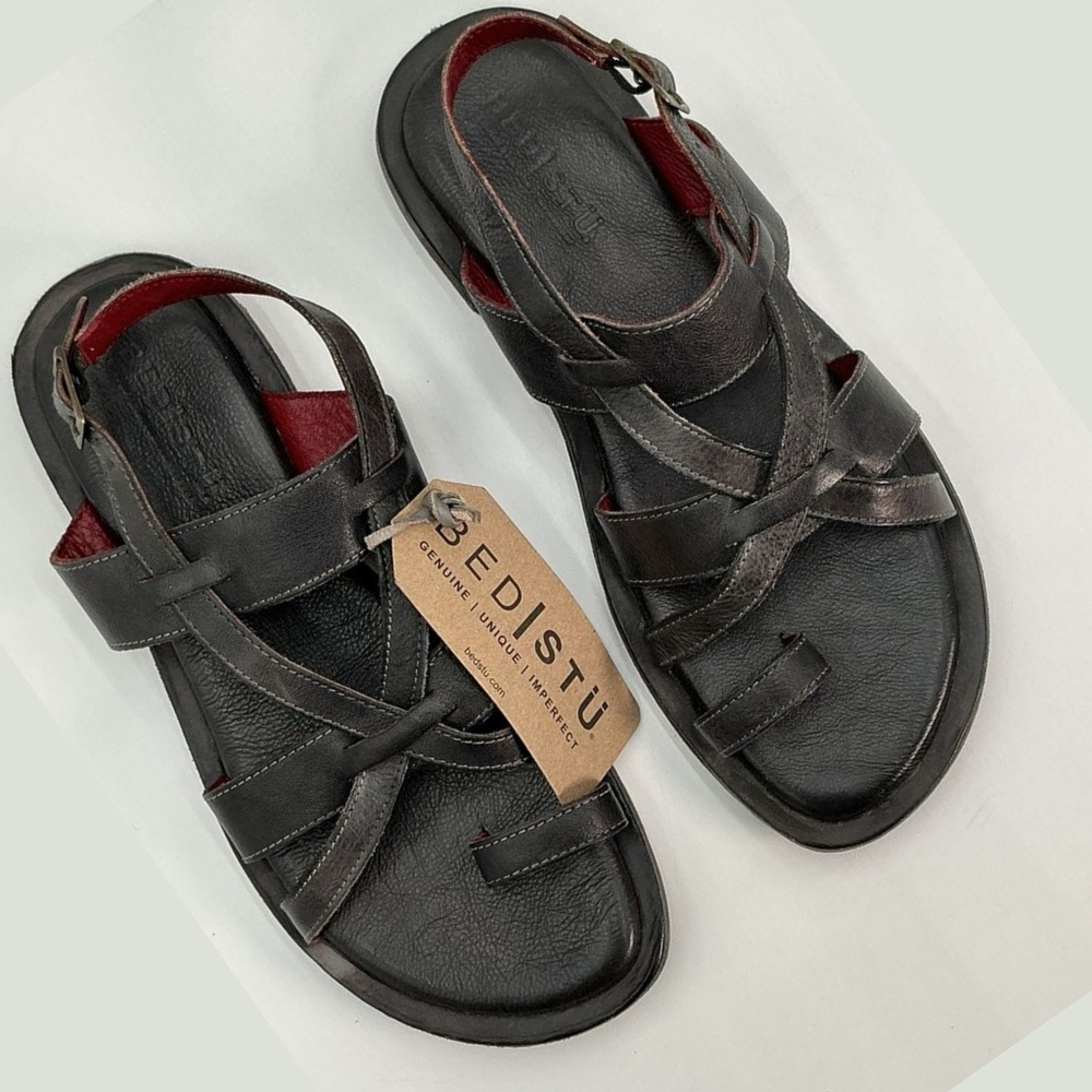 SOLD Bed Stu Manati II Black Strappy Sandals Sz 10 Genuine Leather - Picture 1 of 7
